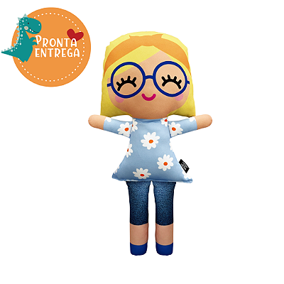 Boneca de Pano Inclusiva NICOLE LOIRINHA AZUL COM FLORES - G