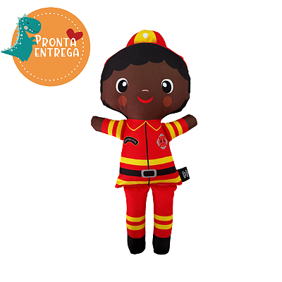 Boneco de Pano Inclusivo BRIAN | PRETINHO BOMBEIRO - G