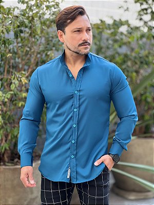 Camisa ExaltUrban Azul Manga Longa.