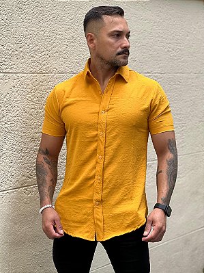 Camisa Casual Mostarda.