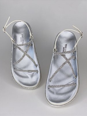 Papete Hailey de Brilhos Prata e Off White