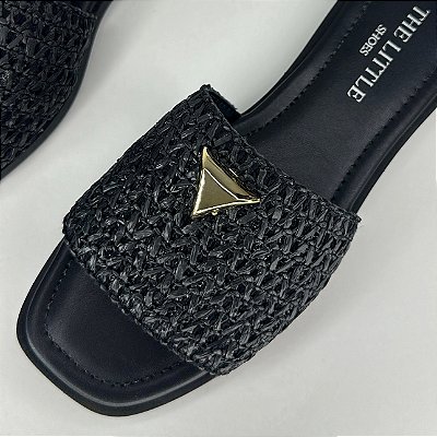 Bel - Rasteira Feminina de Palha Preto