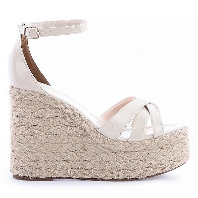 Marbella - Sandália Anabela Off White