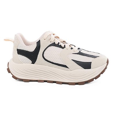 Hailey - Tênis Feminino Nude com Preto