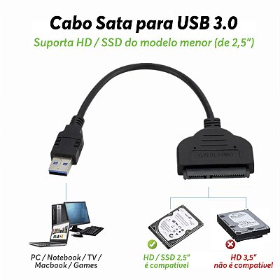 Adaptador Case Sata 5Gbps USB 3.0 Para HD SSD Externo 2.5 - Chroma Tech