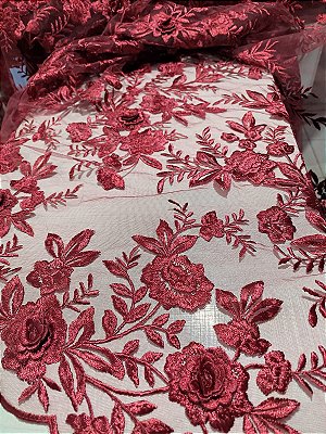 TULE BORDADO 3D - MARSALA