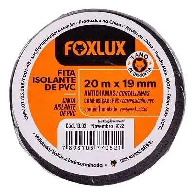 FITA ISOLANTE 20MX19MM ANTICHAMAS FOXLUX