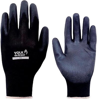 LUVA MULTITATO VOLK NYLON COM BANHO DE PU PRETA C.A 30916 Tamanho:G - Limpeza Automotiva - Luva mecanico