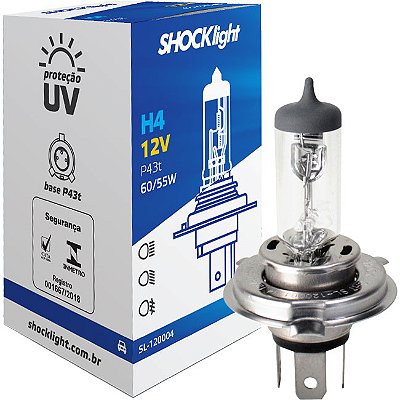 LÂMPADA HALÓGENA STANDART H4 12V 60/55W P43T - Lampada H4 12V