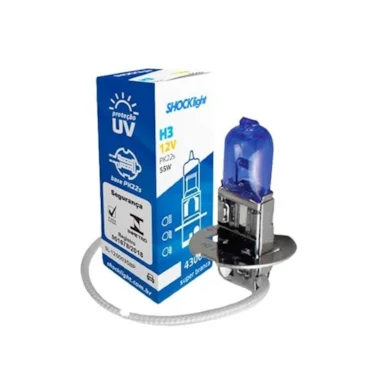 LAMPADA SUPER BRANCA H3 12V 55W - LAMPADA DO FAROL H3 12V