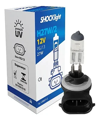 H27 - 12V - LÂMPADA MILHA H27W/2 27W 12V SHOCK LIGHT SL-120027-2 - PONTO M PECAS AUTOMOTIVAS