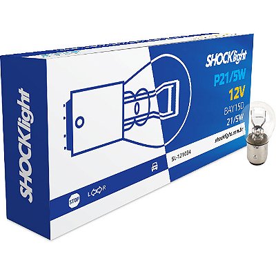 2 POLOS - 12V - LÂMPADA 1034 12V 21/5W BAY15D 02 POLOS - Shocklight - PONTO M PECAS AUTOMOTIVAS