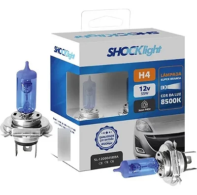 Par H4 60/55w 8500k 12v Super Brancas Sl120004sbba - Shocklight - PONTO M PECAS AUTOMOTIVAS