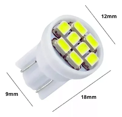 T10 - 12V - LAMPADA T10 8 LED W5W 12V Branca Pingo Luz 6000k - PONTO M PECAS AUTOMOTIVAS