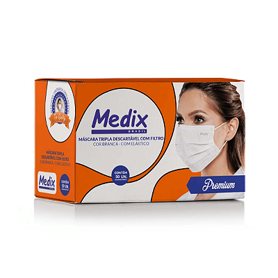 Máscara Descartável Tripla com Elástico e Filtro - Medix