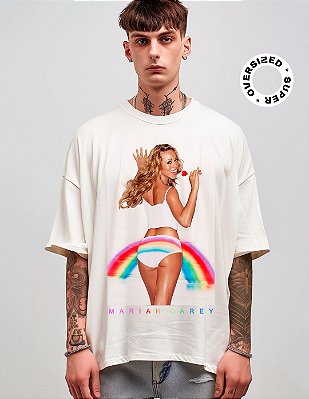 Camiseta Oversized Super Mariah Carey Rainbow