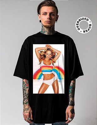 Camiseta Oversized Super Mariah Carey Legendary Rainbow