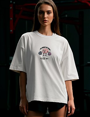 Camiseta Oversized Super Treino No Brain No Gain