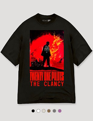 Camiseta Oversized Tubular Twenty One Pilots Skeleton Fire
