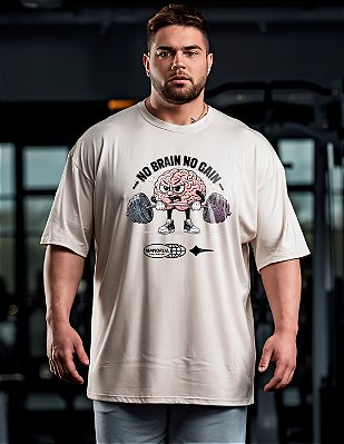 Camiseta Oversized Plus Size Treino No Brain No Gain