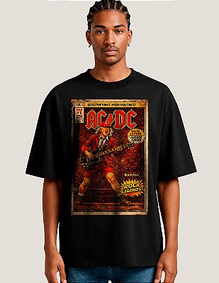 Camiseta Oversized Super AC DC Rock Legends