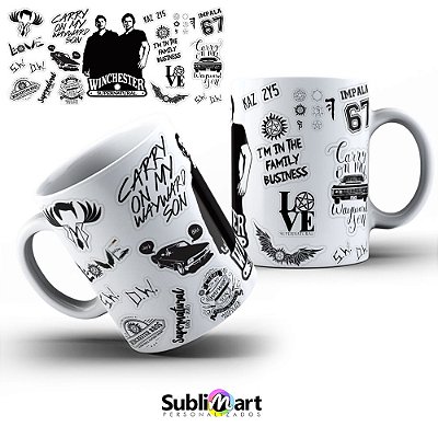 CANECA SUPERNATURAL STICKER PORCELANA 325ML BRANCA