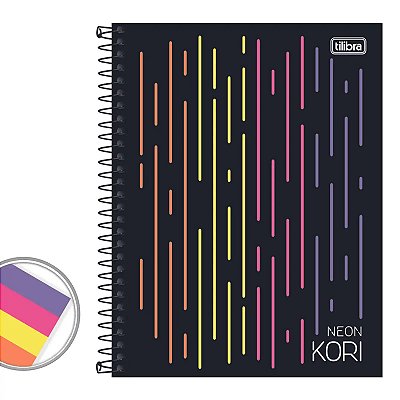 Caderno COLEGIAL Tilibra Neon Kori Colorido 1 Matéria Lançamento