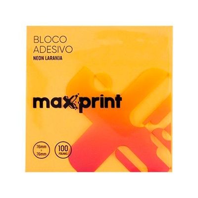 Bloco Adesivo Maxprint Neon laranja  76mm x 76mm