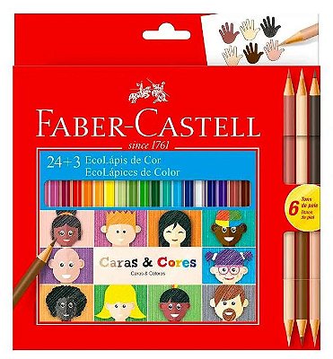 Lápis de Cor  24 Cores + 6 Tons de Pele - Faber Castell