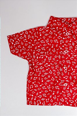 CAMISA KIDS NOTAS MUSICAIS VERMELHA