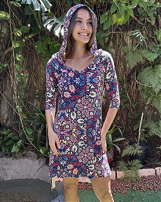 VESTIDO CAPUZ AZUL CASHMERE