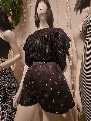 BLUSA MORCEGO CROCHÊ PRETA