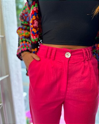 CALÇA ALFAIATARIA LINHO PINK