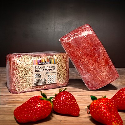 Sabonete em Barra com Bucha Vegetal 300g - Morango