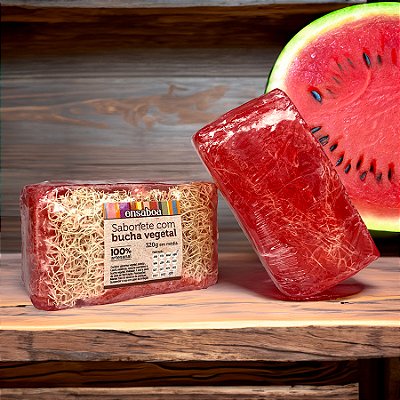 Sabonete em Barra com Bucha Vegetal 300g - Melancia