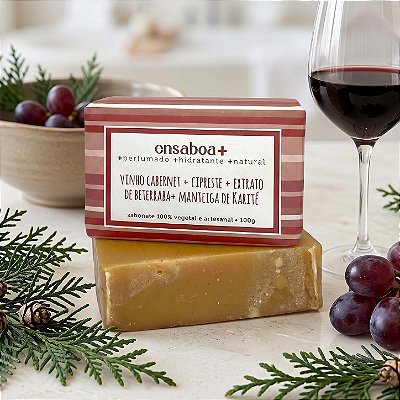 Sabonete em Barra 100g - Vinho Cabernet + Cipreste + Extrato de Beterraba + Manteiga de Karité