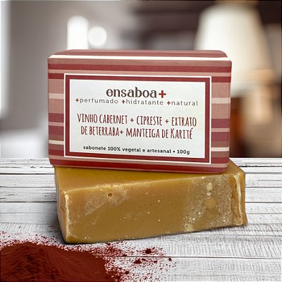 Sabonete em Barra 100g - Vinho Cabernet + Cipreste + Extrato de Beterraba + Manteiga de Karité