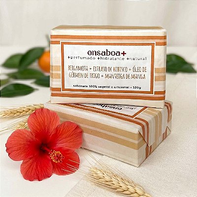 Sabonete em Barra 100g - Bergamota + Extrato de Hibisco + Óleo de Germen de Trigo + Manteiga de Manga