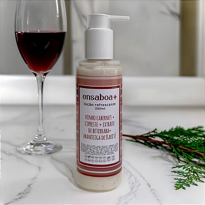 Loção Refrescante 200 ml - Vinho Cabernet + Cipreste + Extrato de Beterraba + Manteiga de Karité