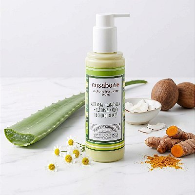 Loção Refrescante 200 ml - Aloe Vera + Camomila + Cúrcuma + Óleo de Coco de Babaçú