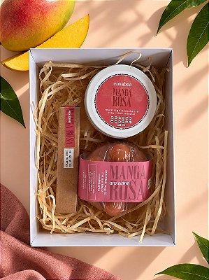 Kit Tropicália - (Caixa com 1 Sabonete Massageador 150g + 1 Perfume Roll-on 10ml + 1 manteiga Hidratante 100g)