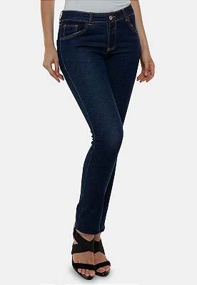 Calça Jeans Feminina básica Skinny Azul Mônaco