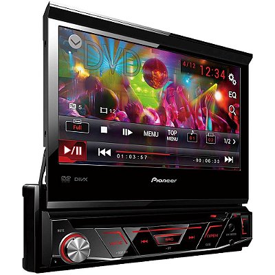 DVD Player Pioneer AVH-3580DVD com Tela Retrátil de 7", Rádio AM/FM, Entradas USB, Auxiliar e RCA, e Controle Remoto