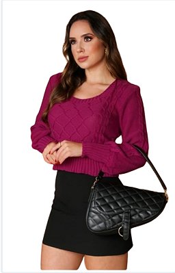 Blusa de frio trança gola U