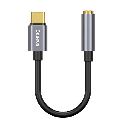 Adaptador USB Tipo C p/ Fone P2 3.5mm Cinza Baseus CATL54-OG