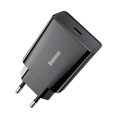 Carregador Rápido USB-C 20W PD Speed Mini Preto Baseus CCFS-SN01