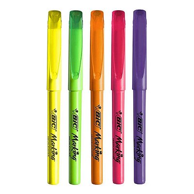 Kit Canetas Marca Texto 5 Cores Fluorescentes Marking Bic 904092