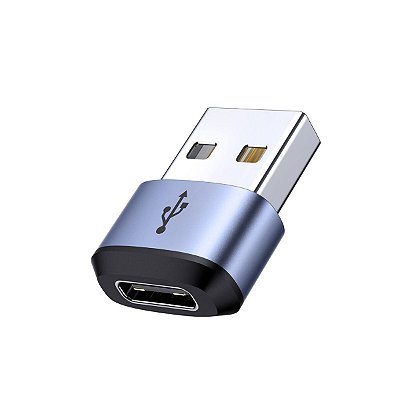 Adaptador USB-A 2.0 x USB-C Dados e Carga Alumínio TOPK AT13