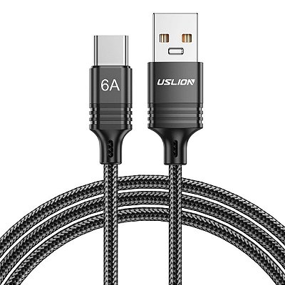 Cabo USB-A x USB-C Quick Charge 66W 6A Nylon 1m Uslion