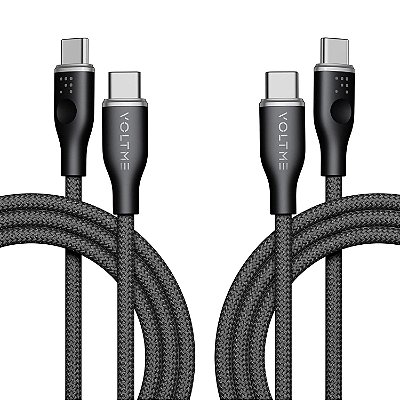 Kit 2 Cabos USB-C PowerLink Rugg Series 60W 3A PD 1m Voltme